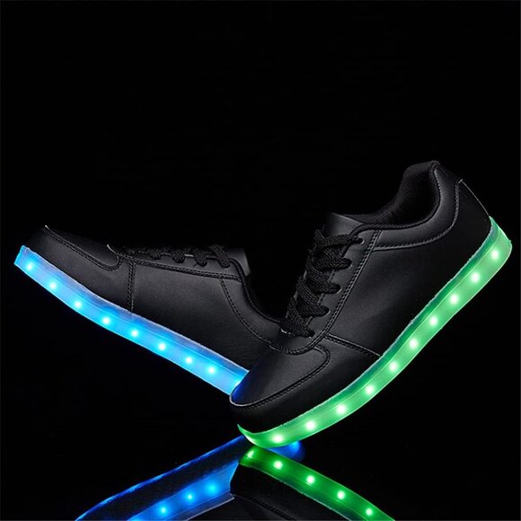 ⚡Unisex Black USB Charging Light Up Shoes Sports LED Dancing Sneakers Lace Up - Picture 3 of 8